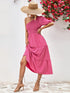Smocked One-Shoulder Midi Dress - Fashorio