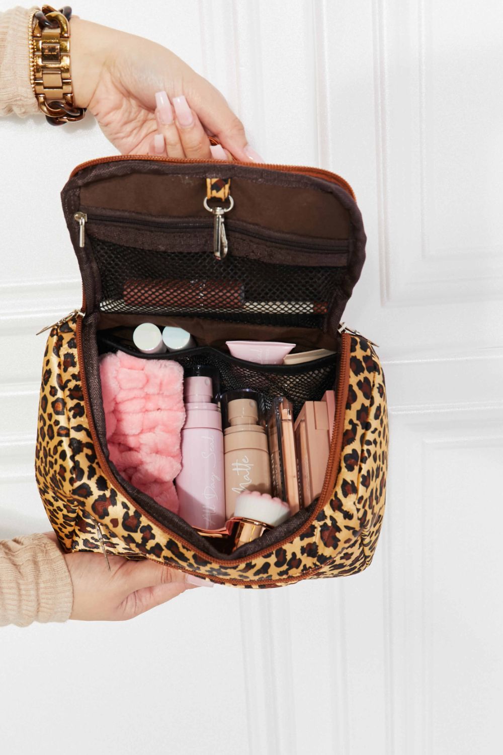 Printed Makeup Bag with Strap - Fashorio