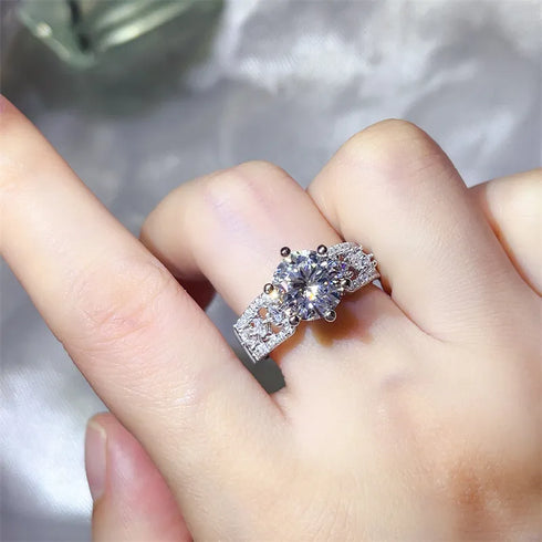 3 Carat 925 Sterling Silver Moissanite Ring Silver - Fashorio