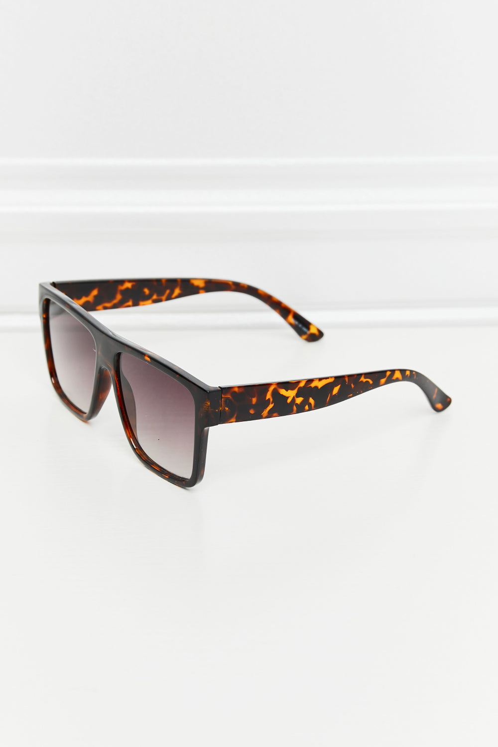 Tortoiseshell Square Full Rim Sunglasses Tangerine One Size - Fashorio