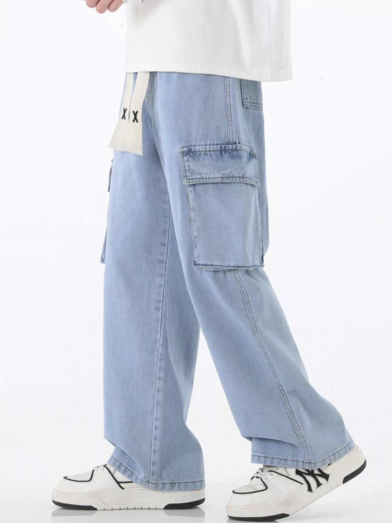 Men’s Plus Size Wide Leg Cargo Jeans – Full Size Relaxed Fit - Fashorio