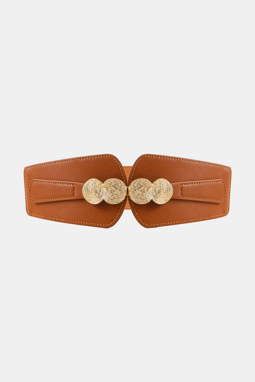 Alloy Buckle Elastic Belt Caramel One Size - Fashorio