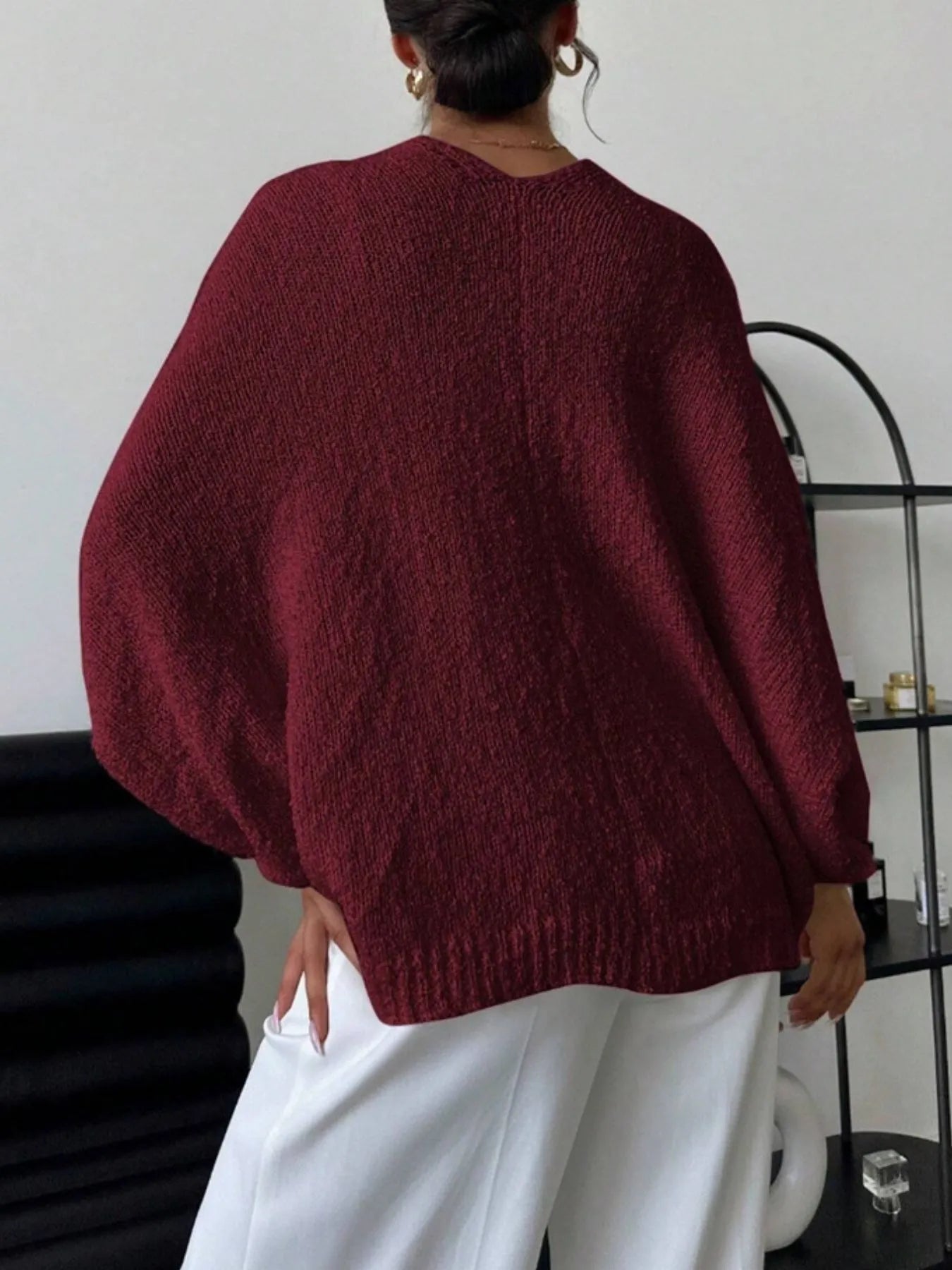 Twist-Front Textured Knit Cardigan - Fashorio