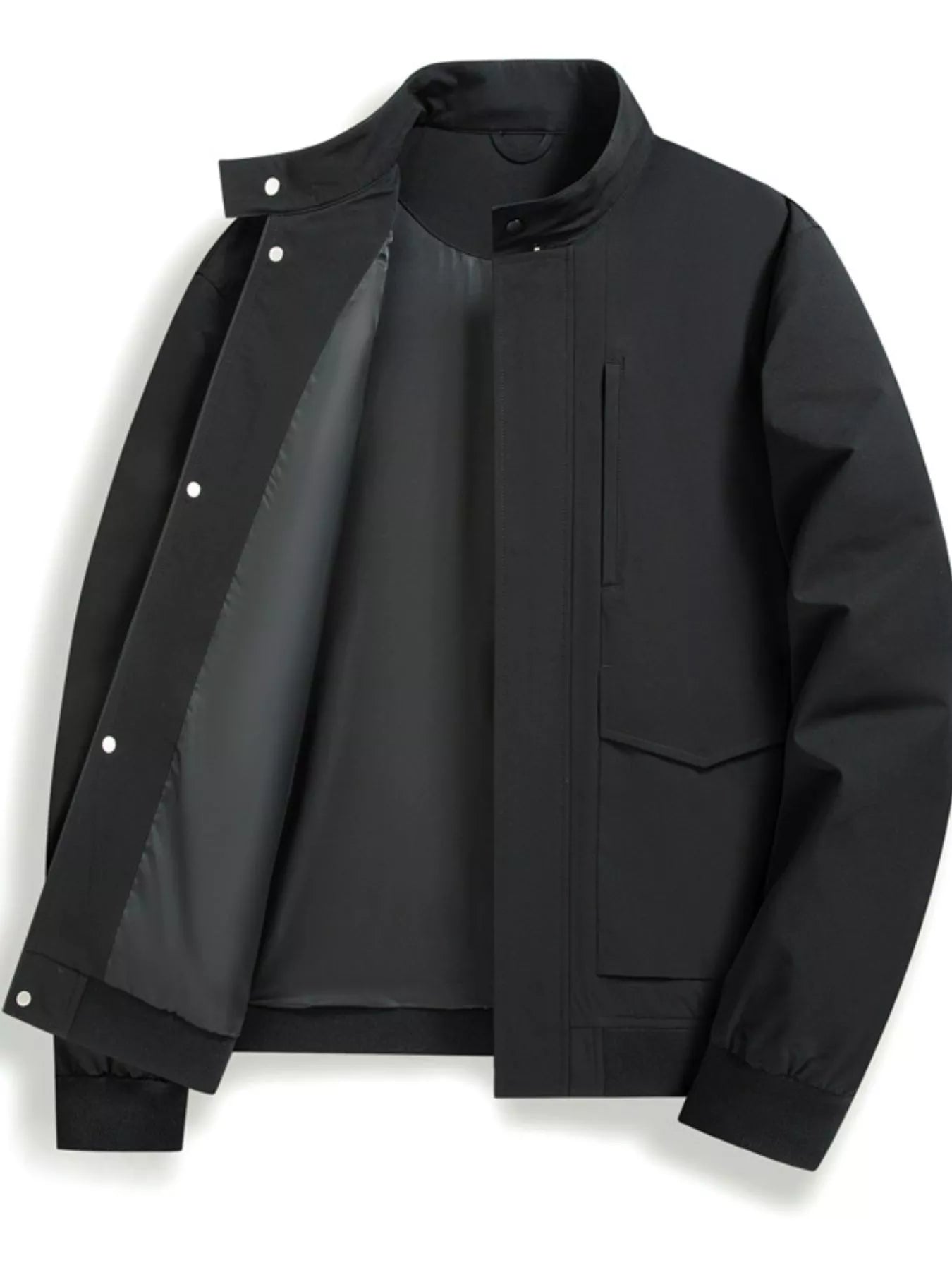 Men's Plus Size Zip Up Long Sleeve Jacket Black - Fashorio