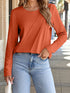Asymmetric Seam Detail Long Sleeve Top Terracotta - Fashorio