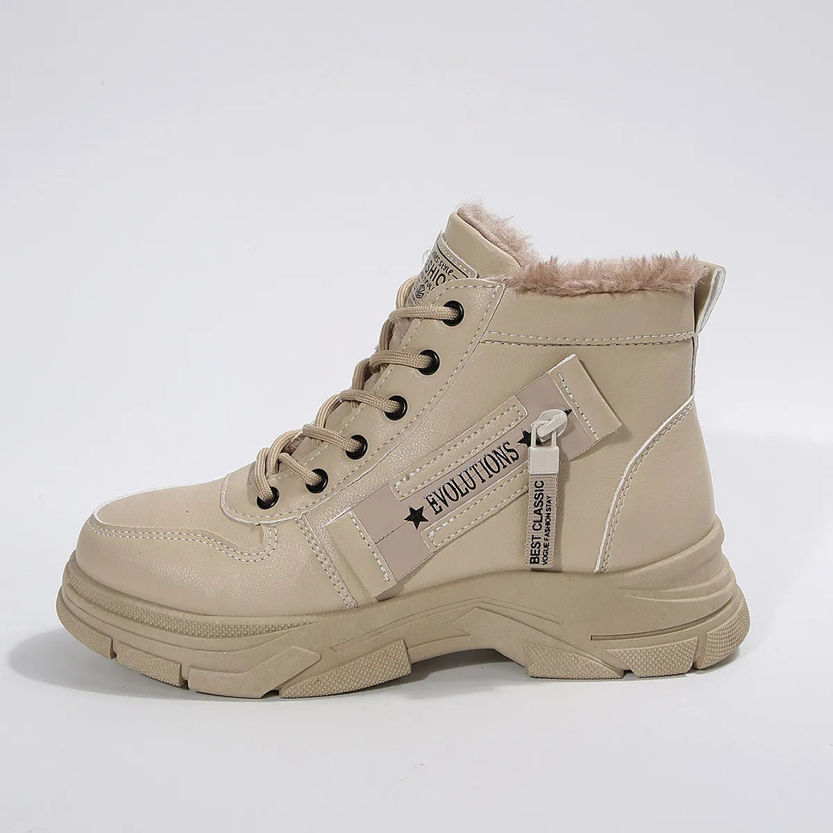 Premium Lace-Up Combat Boots with Fleece Line - Fashorio