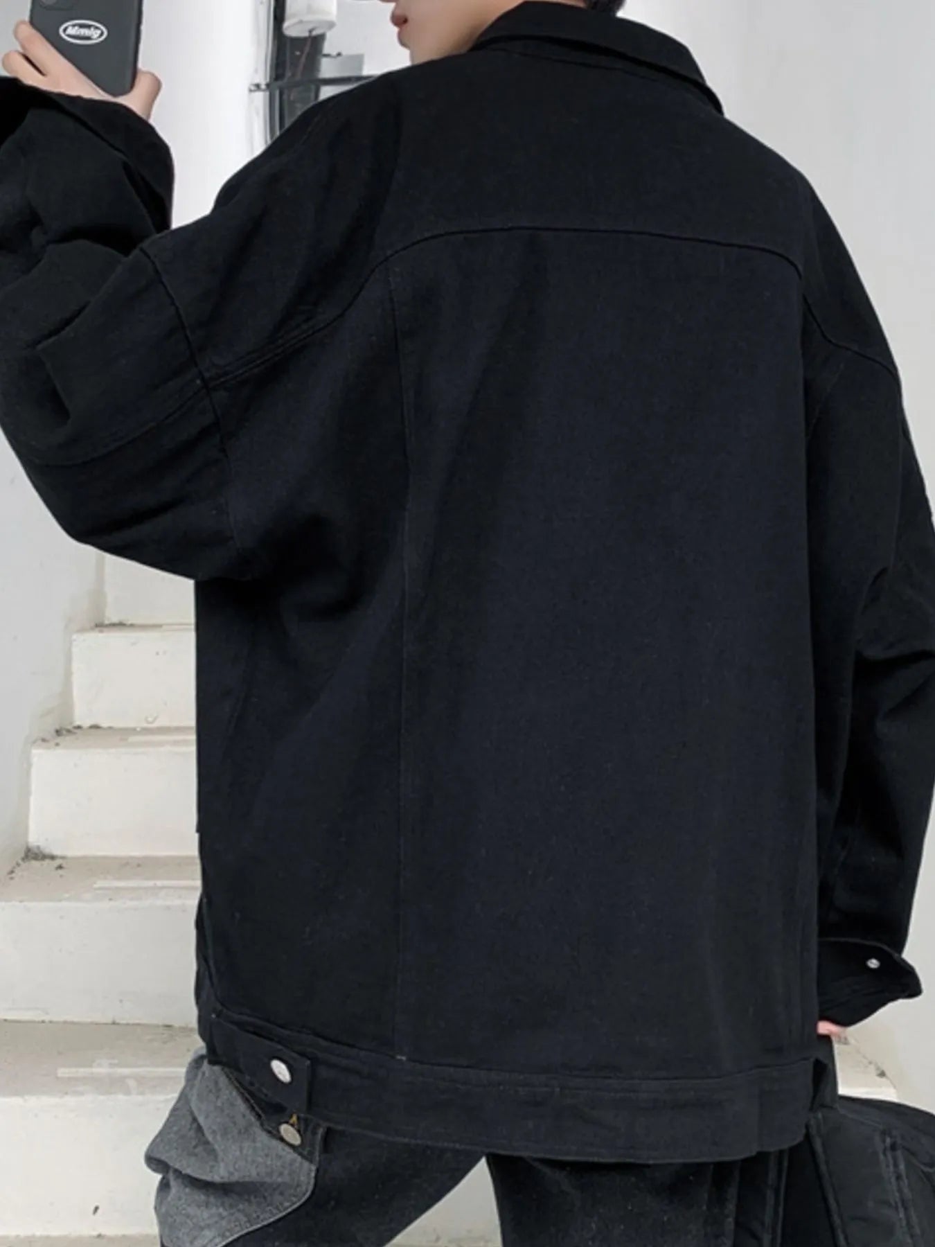 Men's Button Up Drop Shoulder Denim Jacket - Fashorio