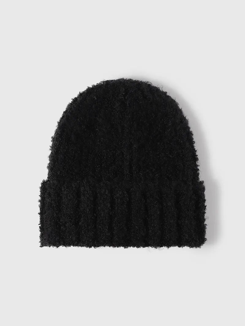 Thermal Teddy Knit Hat Black One Size - Fashorio