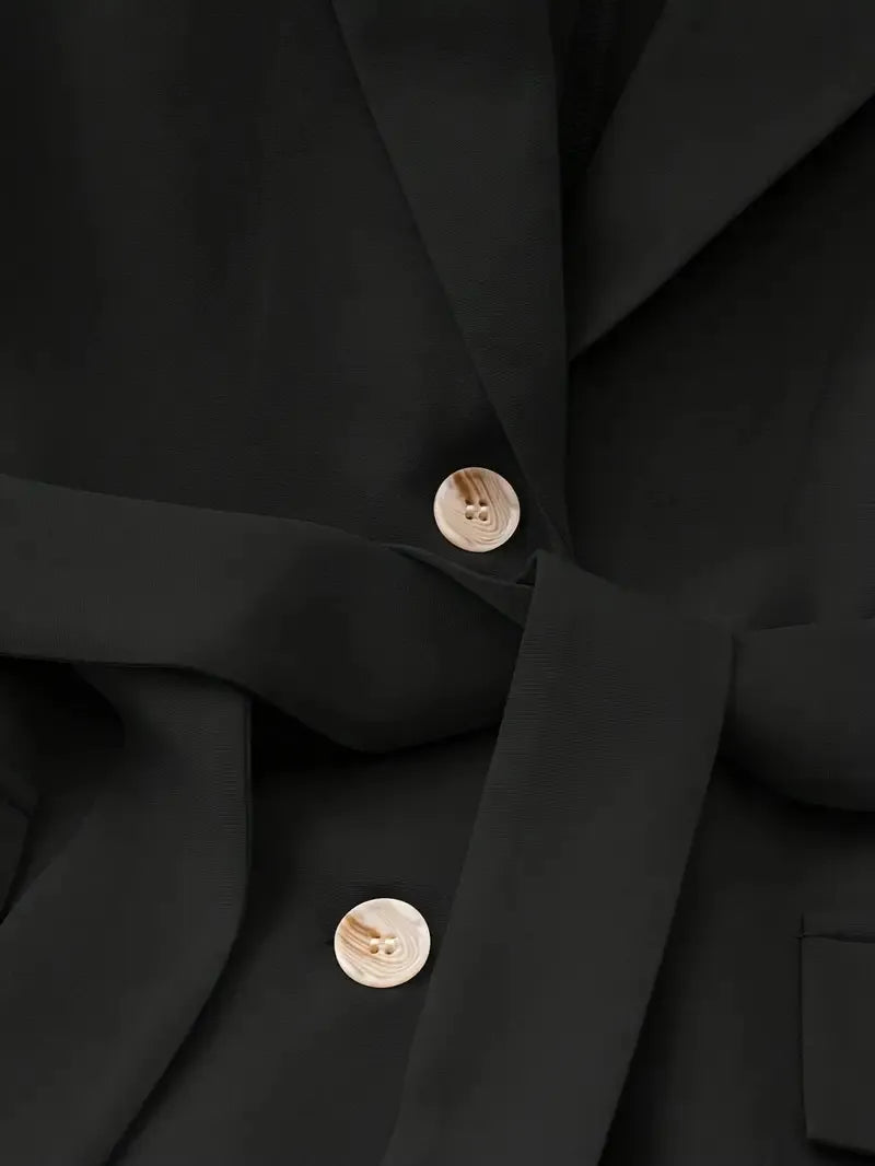 Tie Waist Lapel Collar Sleeveless Blazer - Fashorio