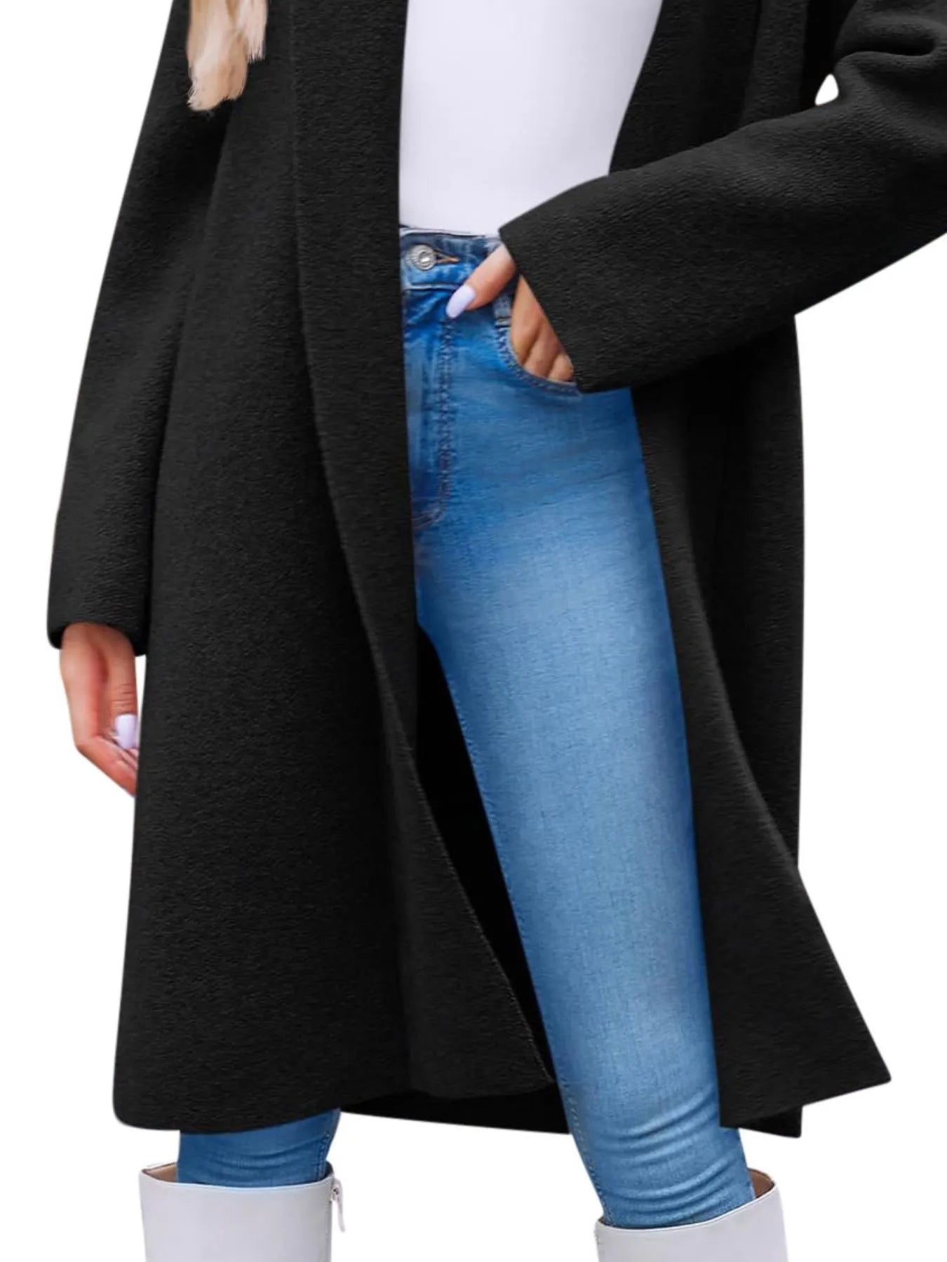 Open Front Longline Coat - Fashorio