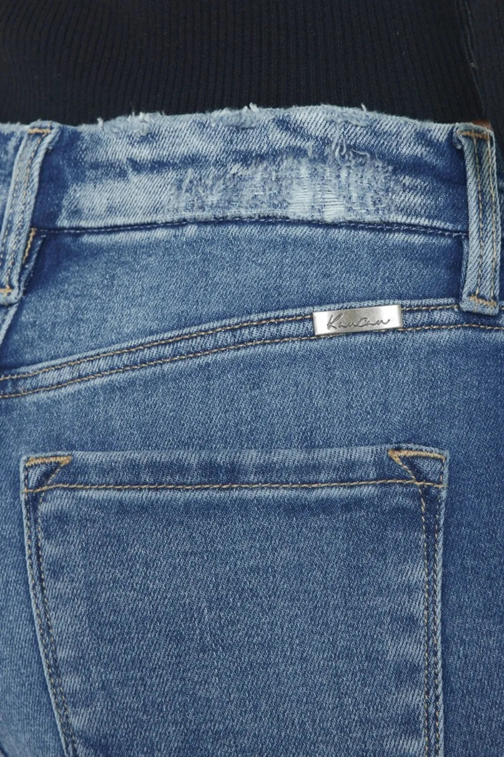 Kancan High Rise Wide Waistband Slim Straight Jeans - Fashorio