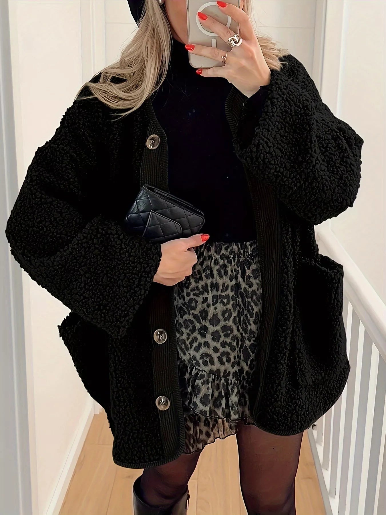 Sherpa Button-Up Outerwear - Fashorio
