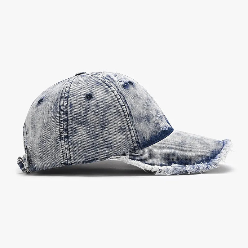 Distressed Cotton Adjustable Baseball Cap - Fashorio