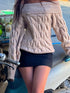 Cable Knit Off-Shoulder Sweater - Fashorio