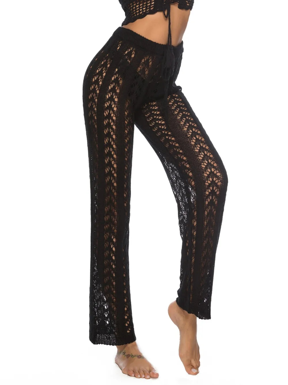 Cutout Drawstring High Waist Swim Pants - Fashorio