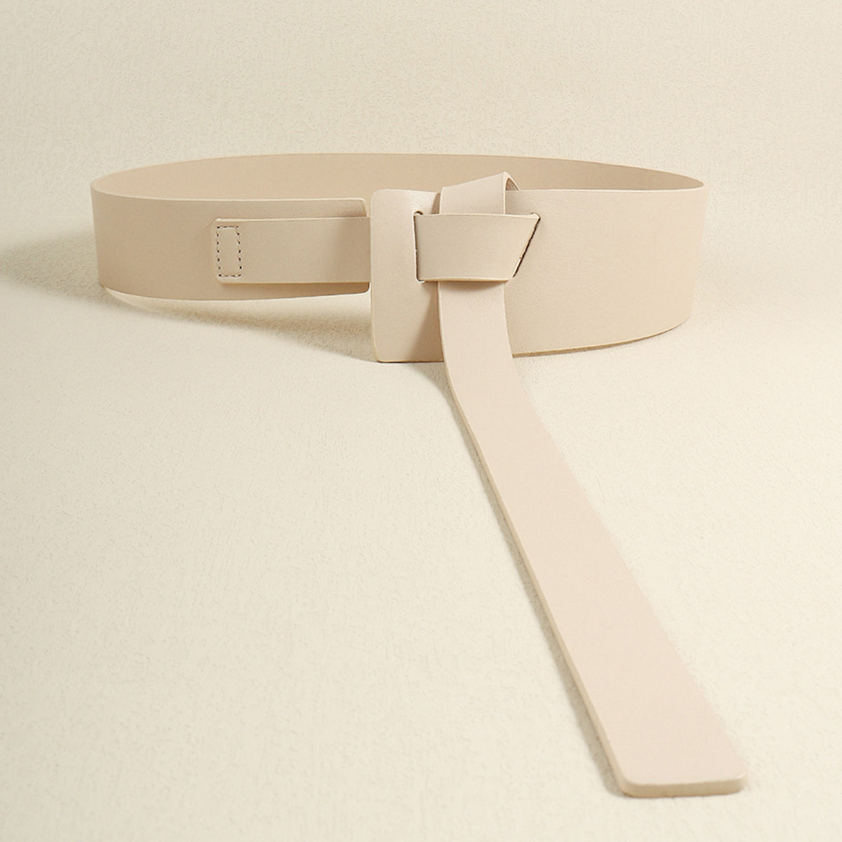 Knot Detail PU Belt Ivory One Size - Fashorio
