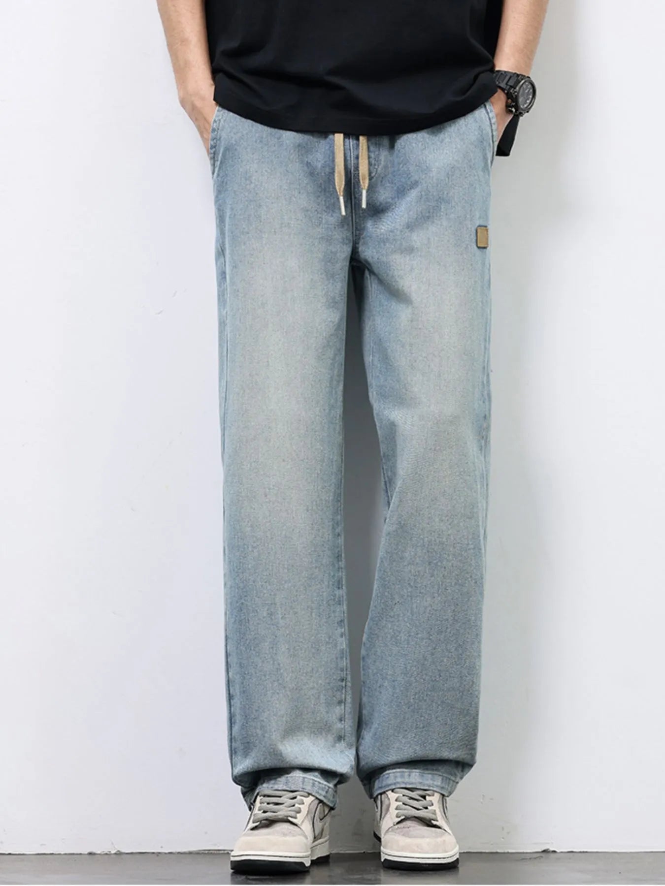 Men's Plus Size Washed Straight Leg Jeans - Fashorio
