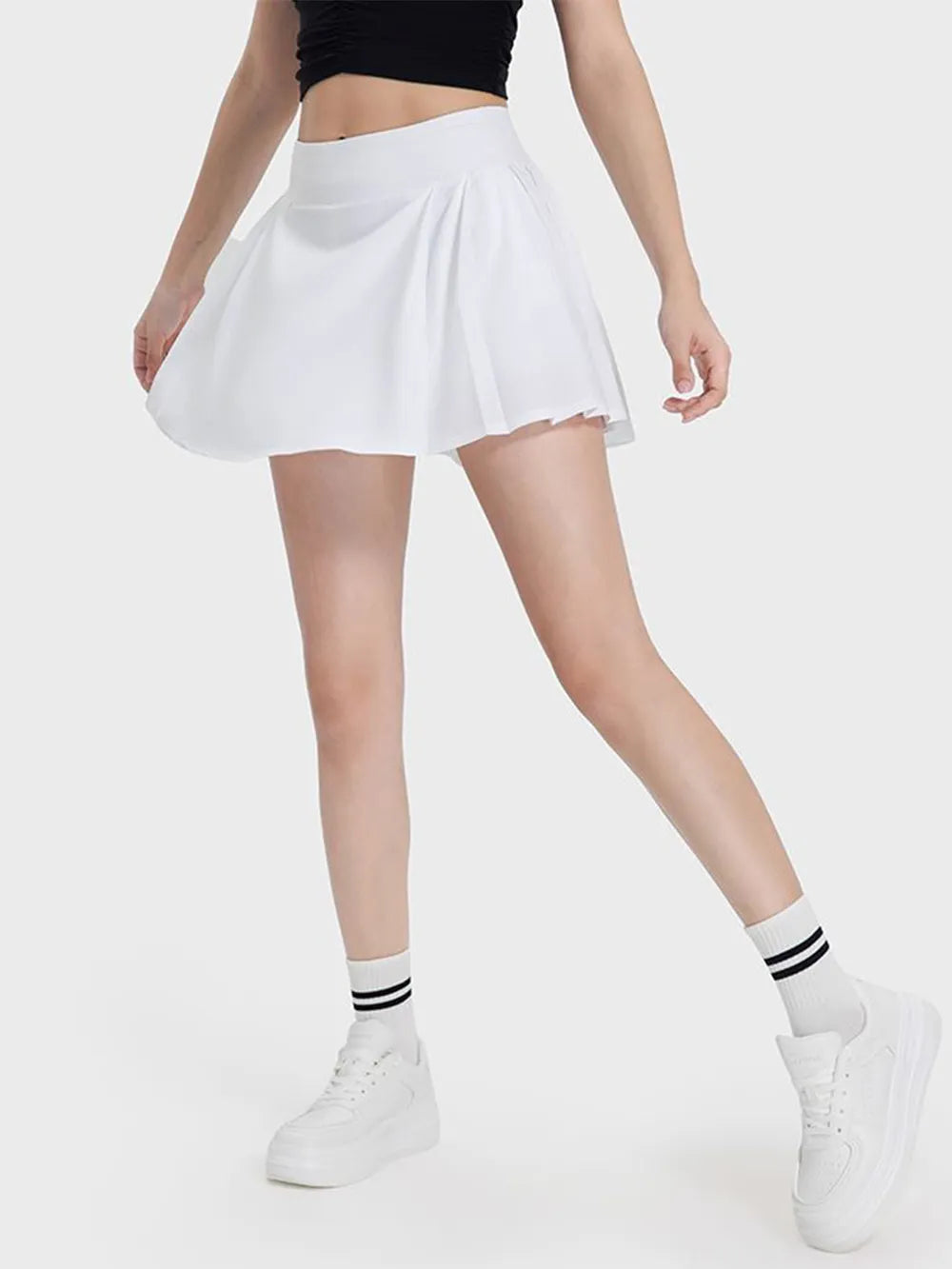Millennia Pleated Detail Mid-Rise Waist Active Skirt - Fashorio