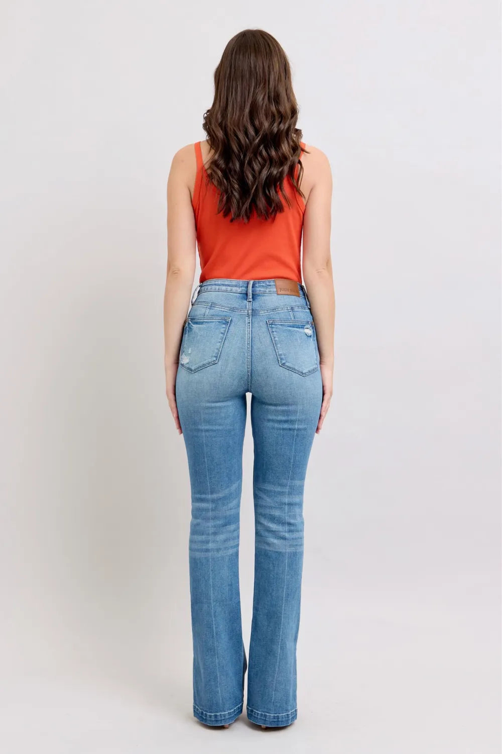 Judy Blue HW Tummy Control Vintage Wash Side Slit Slim Boot Jeans - Fashorio