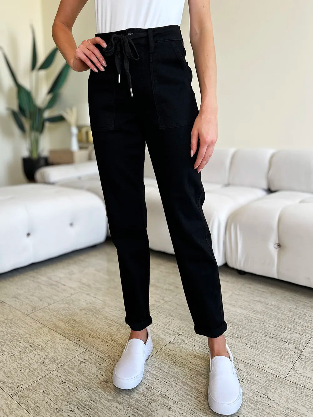 Judy Blue Full Size High Waist Double Roll Cuff Jeans - Fashorio