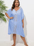 Crochet Trim V-Neck Beach Cover Up Dress - Fashorio