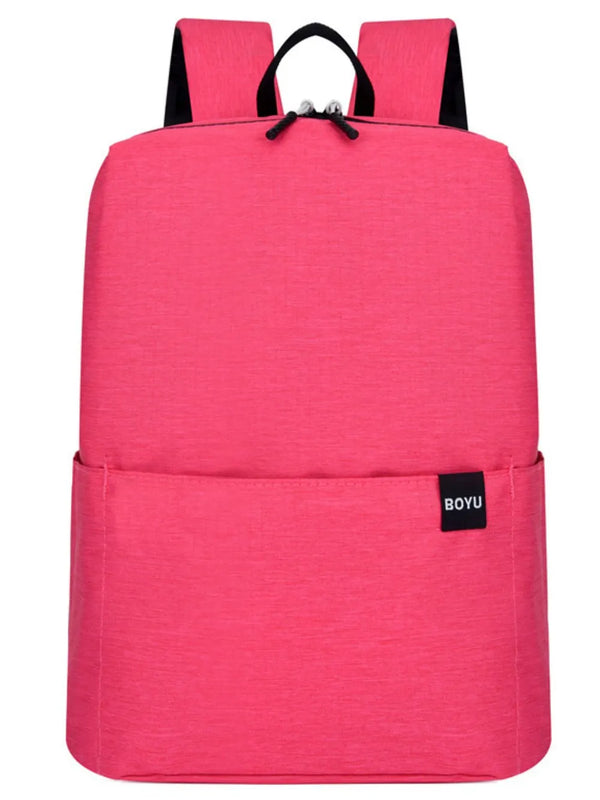 Solid Color Nylon Backpack Bag Hot Pink One Size - Fashorio