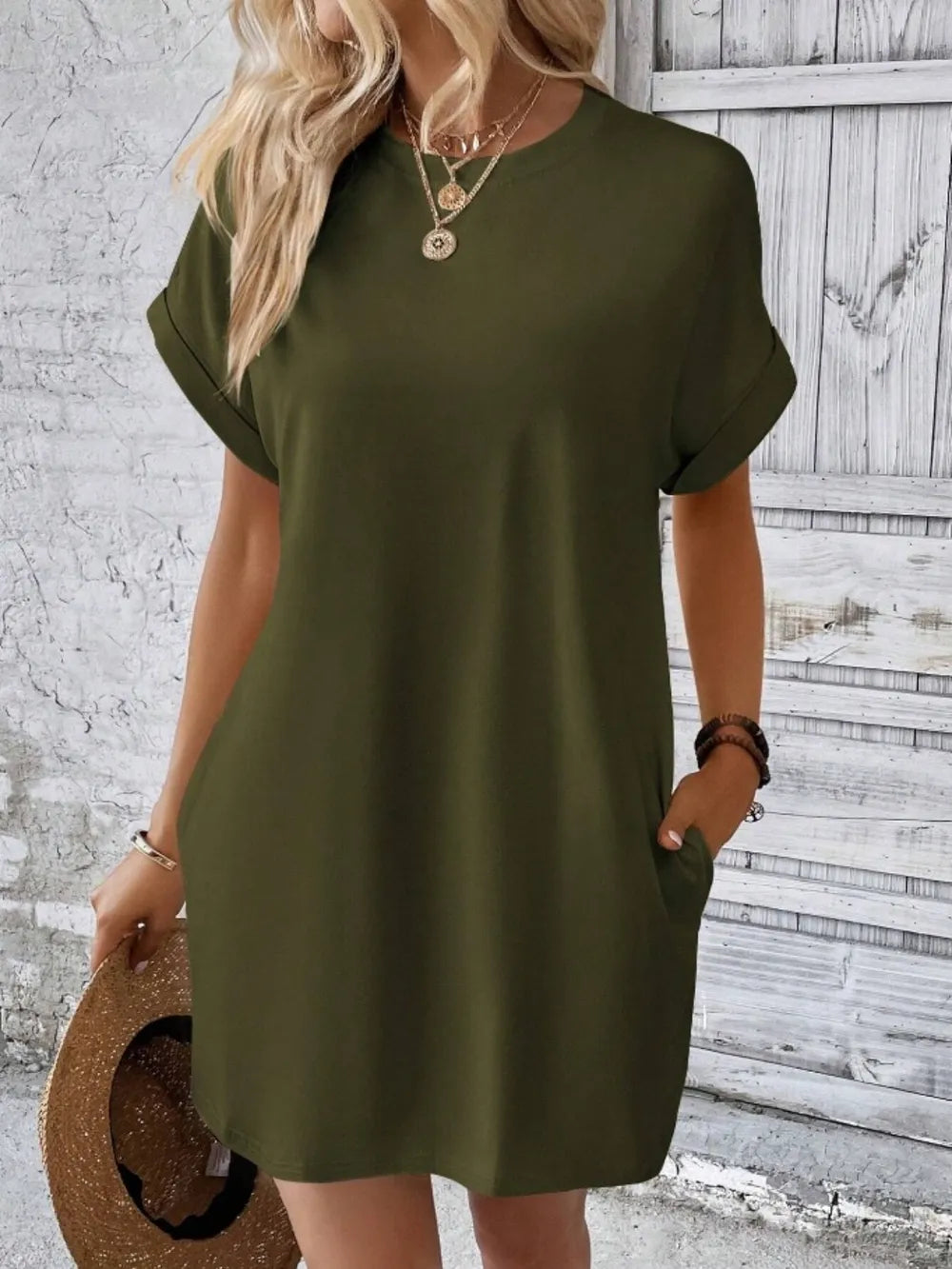 Casual Pocketed Short Sleeve Dress – Relaxed Everyday Comfort - Fashorio