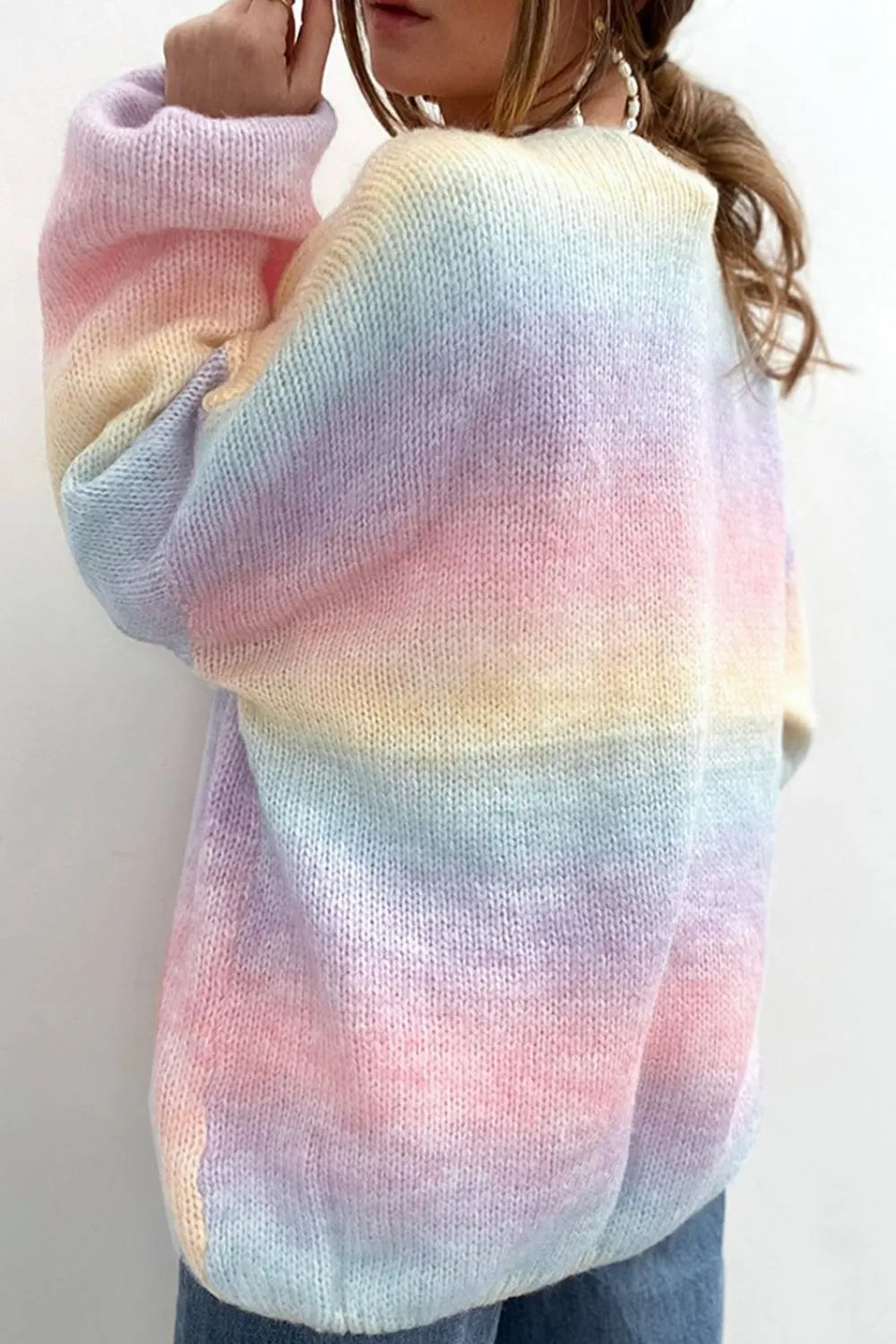 Gradient Open Front Drop Shoulder Cardigan - Fashorio