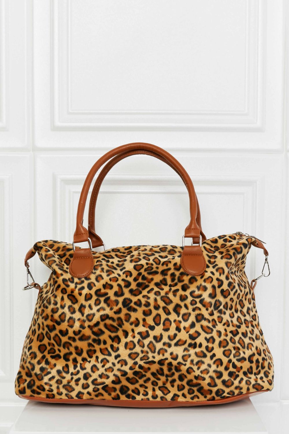 Animal Print Brushed Weekender Bag Leopard One Size - Fashorio