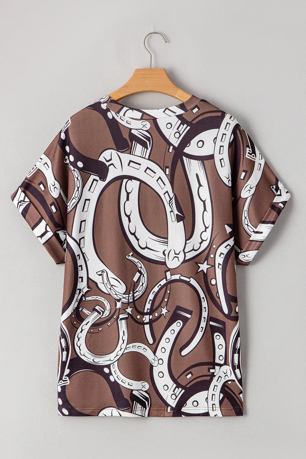 Printed Round Neck Short Sleeve T-Shirt - Fashorio