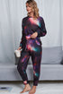 Shiny Tie-Dye Crewneck Top and Drawstring Waist Joggers Lounge Set - Fashorio