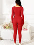 Scoop Neck Long Sleeve Active Jumpsuit - Fashorio
