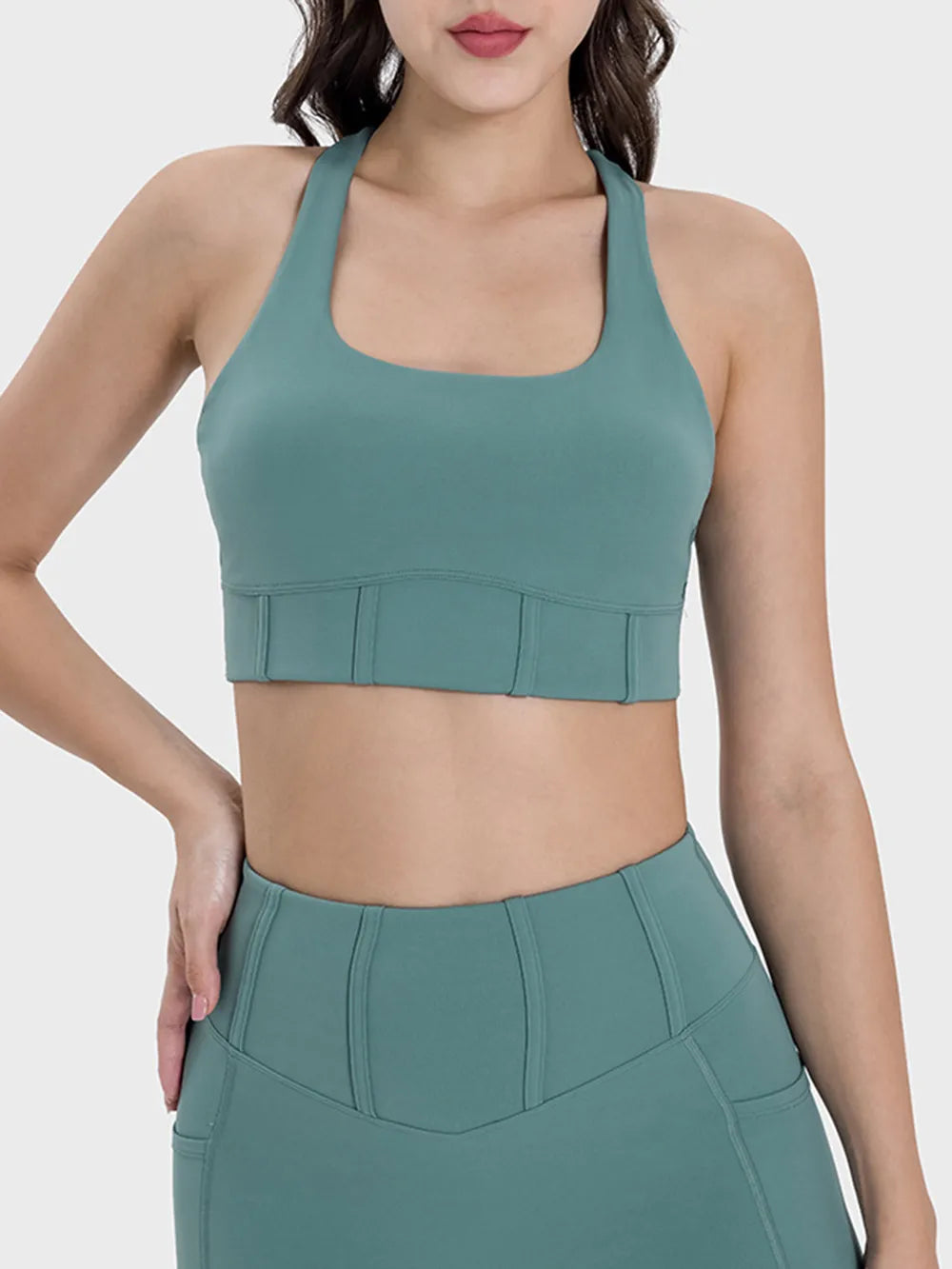 Millennia Square Neck Wide Strap Active Tank - Fashorio