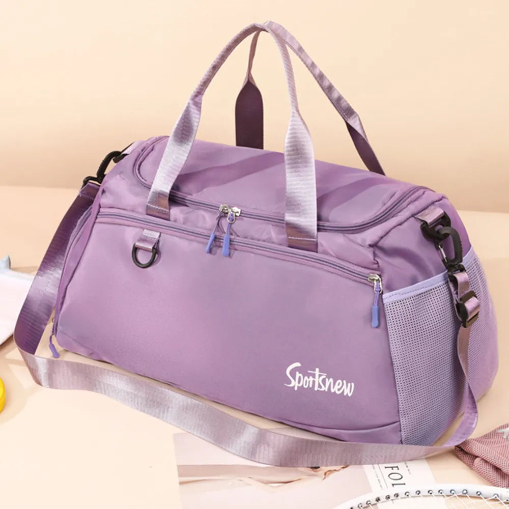 Multi Pockets Nylon Travel Bag Mauve One Size - Fashorio