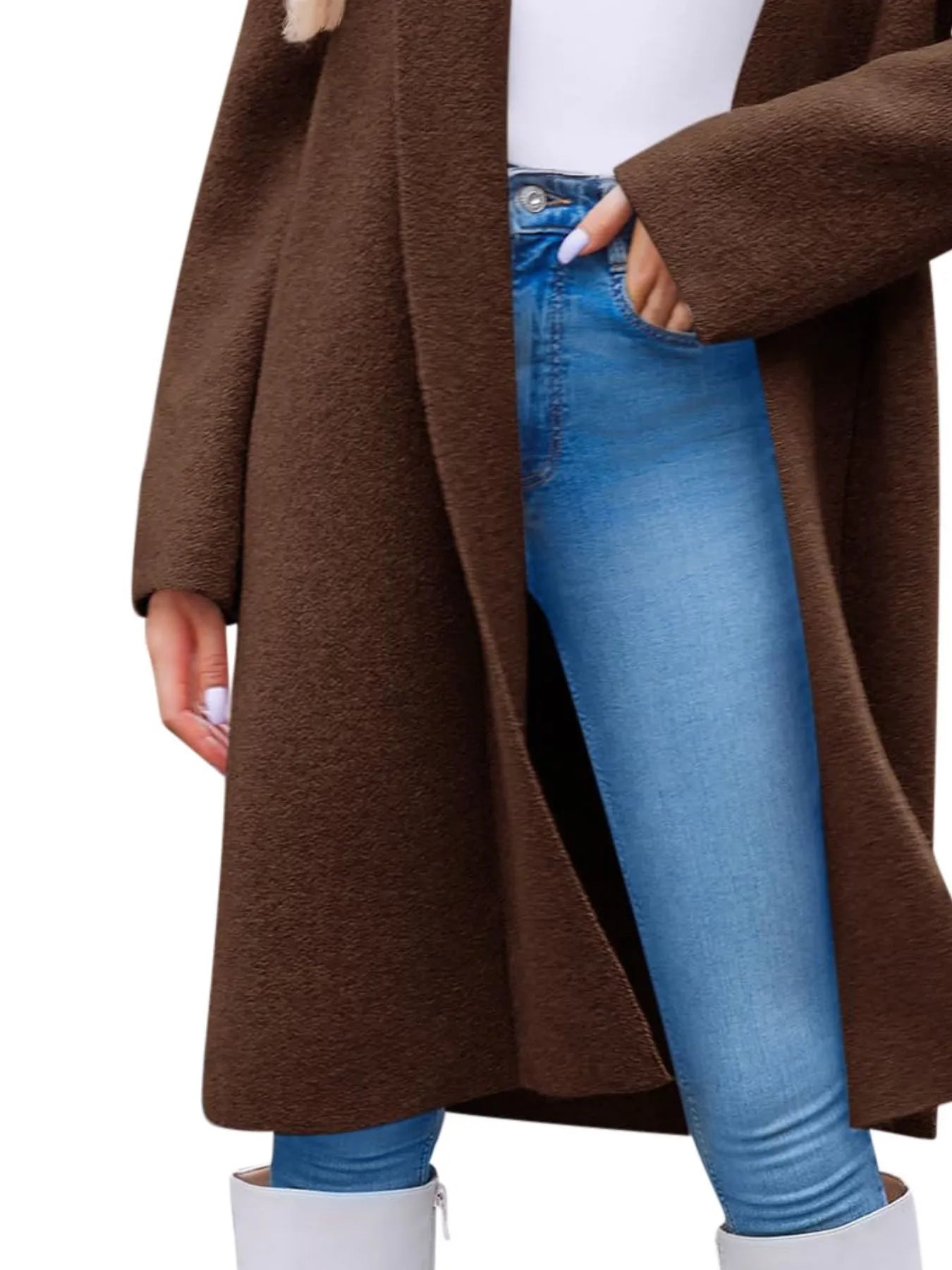 Open Front Longline Coat - Fashorio