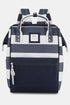 Himawari Striped Waterproof Nylon Backpack Bag with Side Pockets Navy One Size - Fashorio