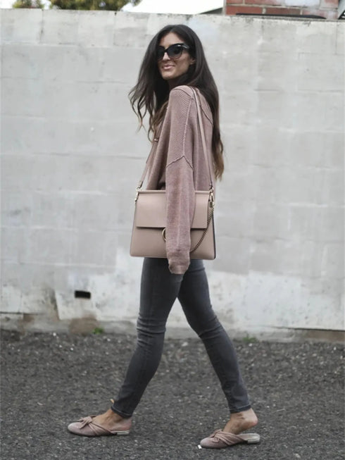Ribbed Relaxed Fit Long Sleeve Sweater - Fashorio