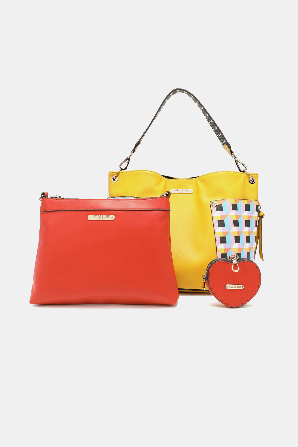 Nicole Lee USA Quihn 3-Piece Handbag Set Mustard One Size - Fashorio