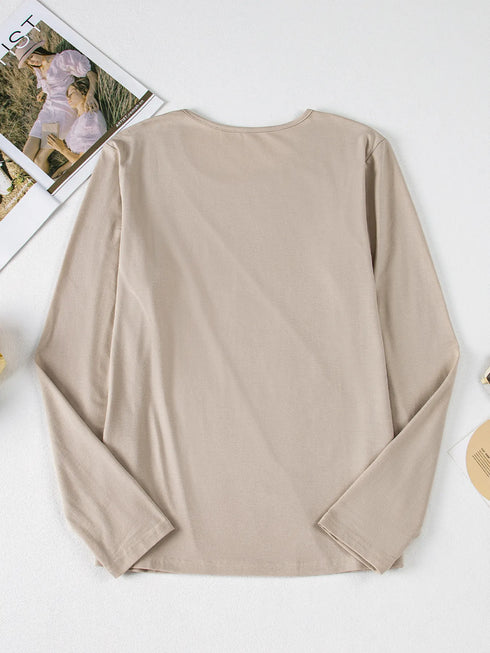 Asymmetric Seam Detail Long Sleeve Top - Fashorio