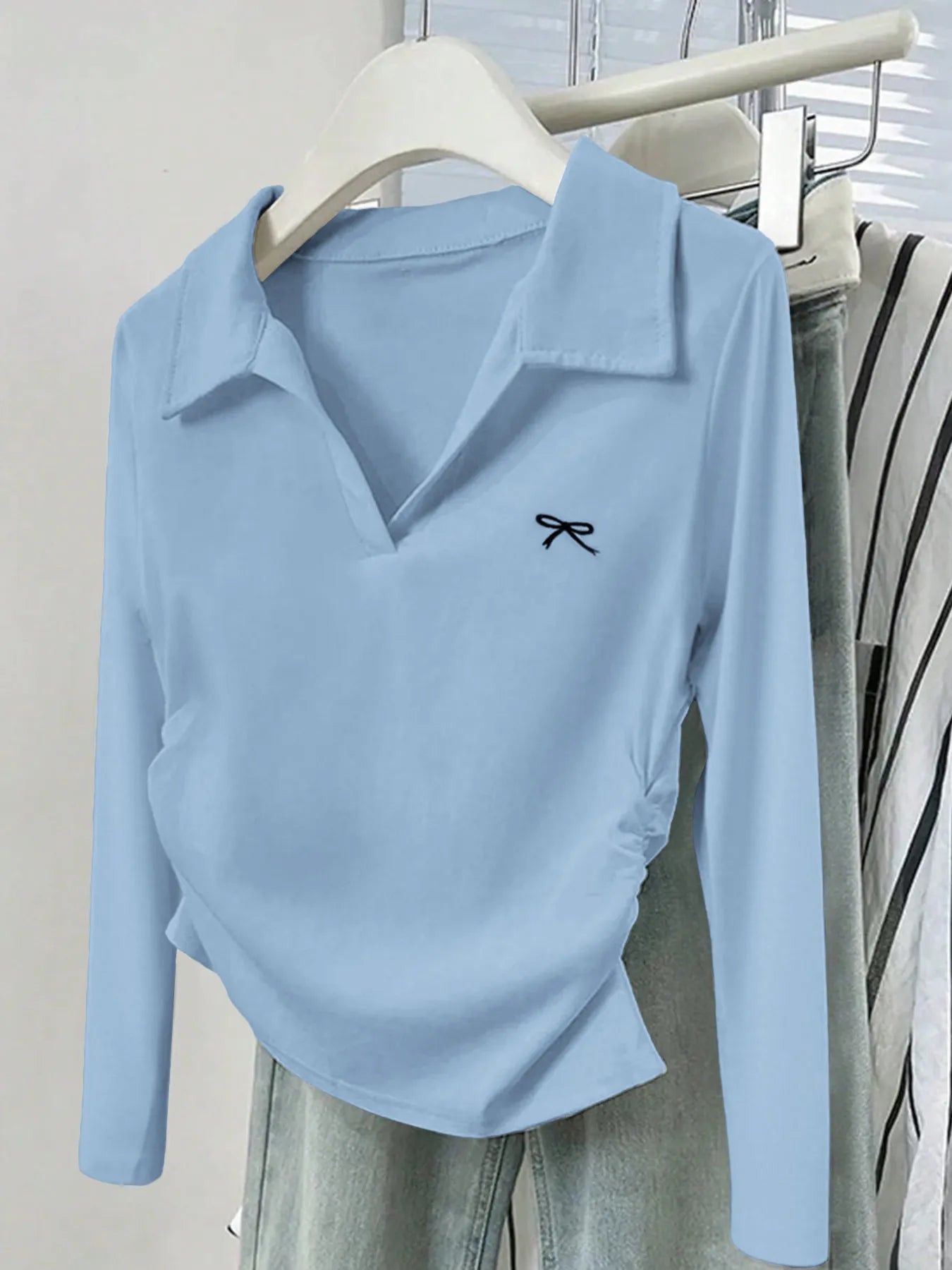 Johnny Collar Long Sleeve T-Shirt - Fashorio