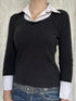 Collared Neck Cable Knit Sweater with Layering Style - Fashorio