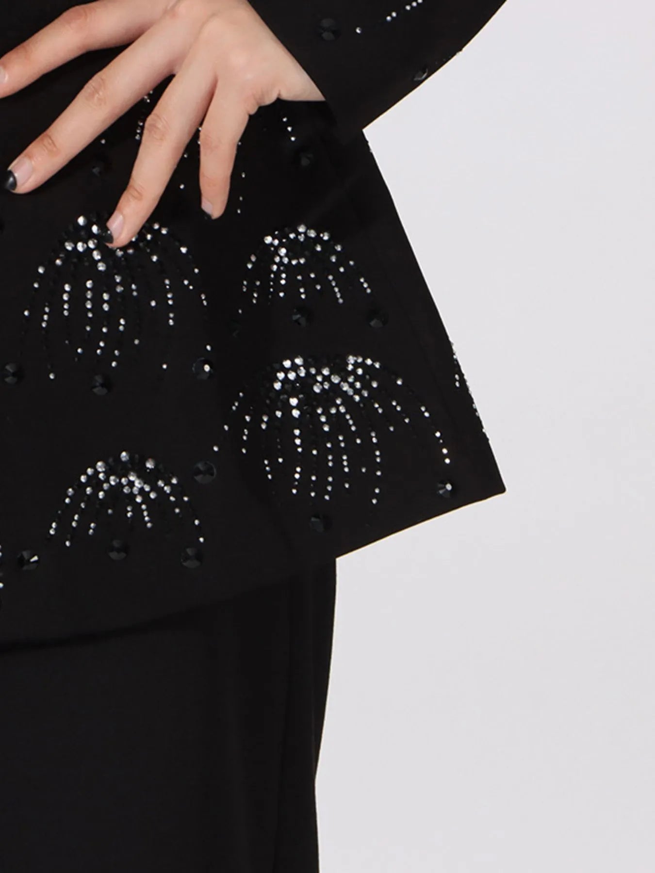 Rhinestone Button Down Long Sleeve Blazer - Fashorio