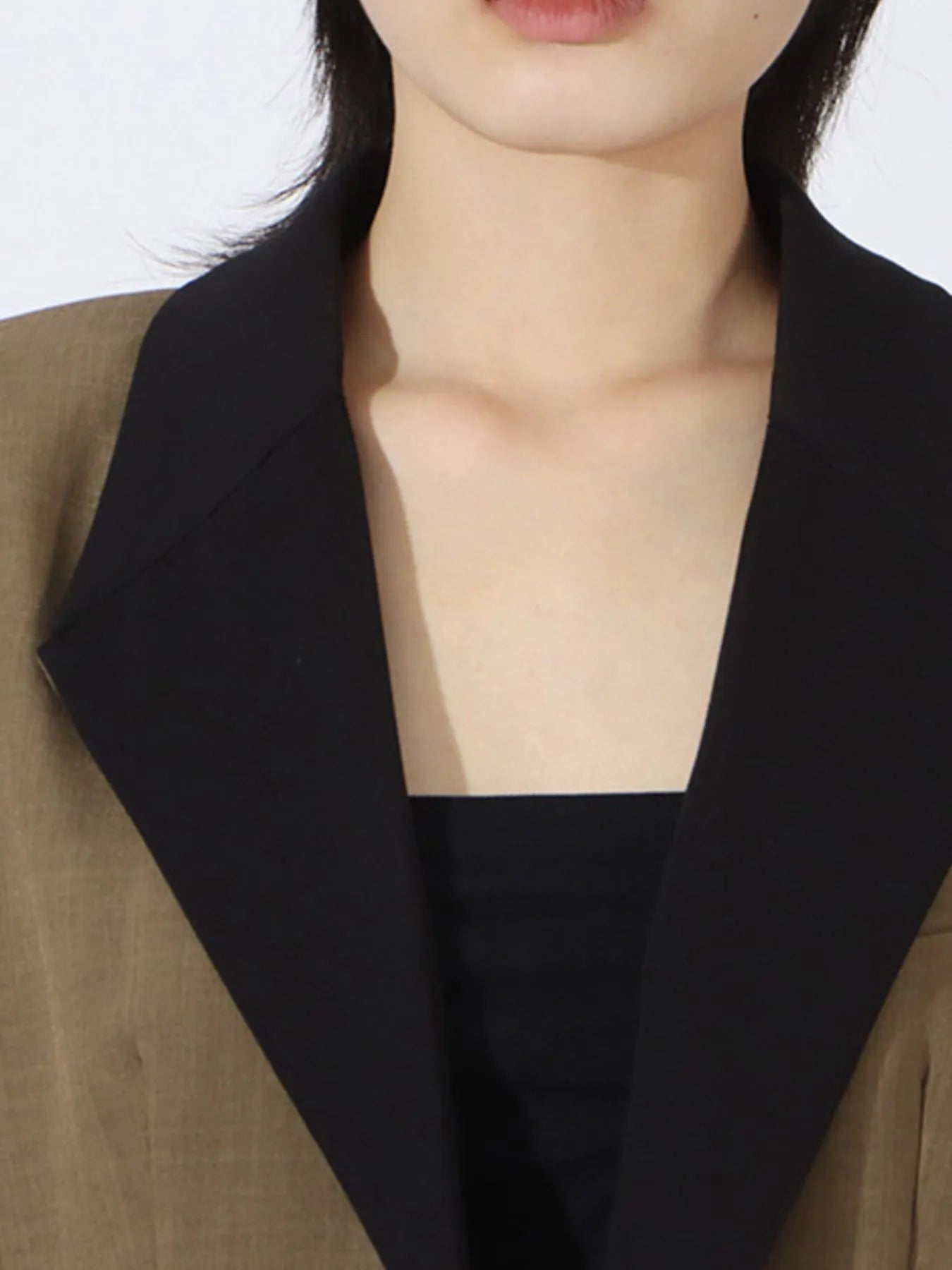 Contrast Lapel Collar Long Sleeve Blazer - Fashorio