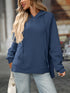 Textured Drawstring Long Sleeve Hoodie - Fashorio