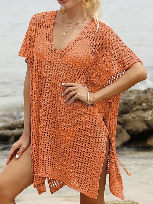 Side Tied V-Neck Cover-Up - Fashorio