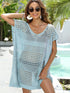 Crochet Knit Beach Cover Up Dress Blue One Size - Fashorio