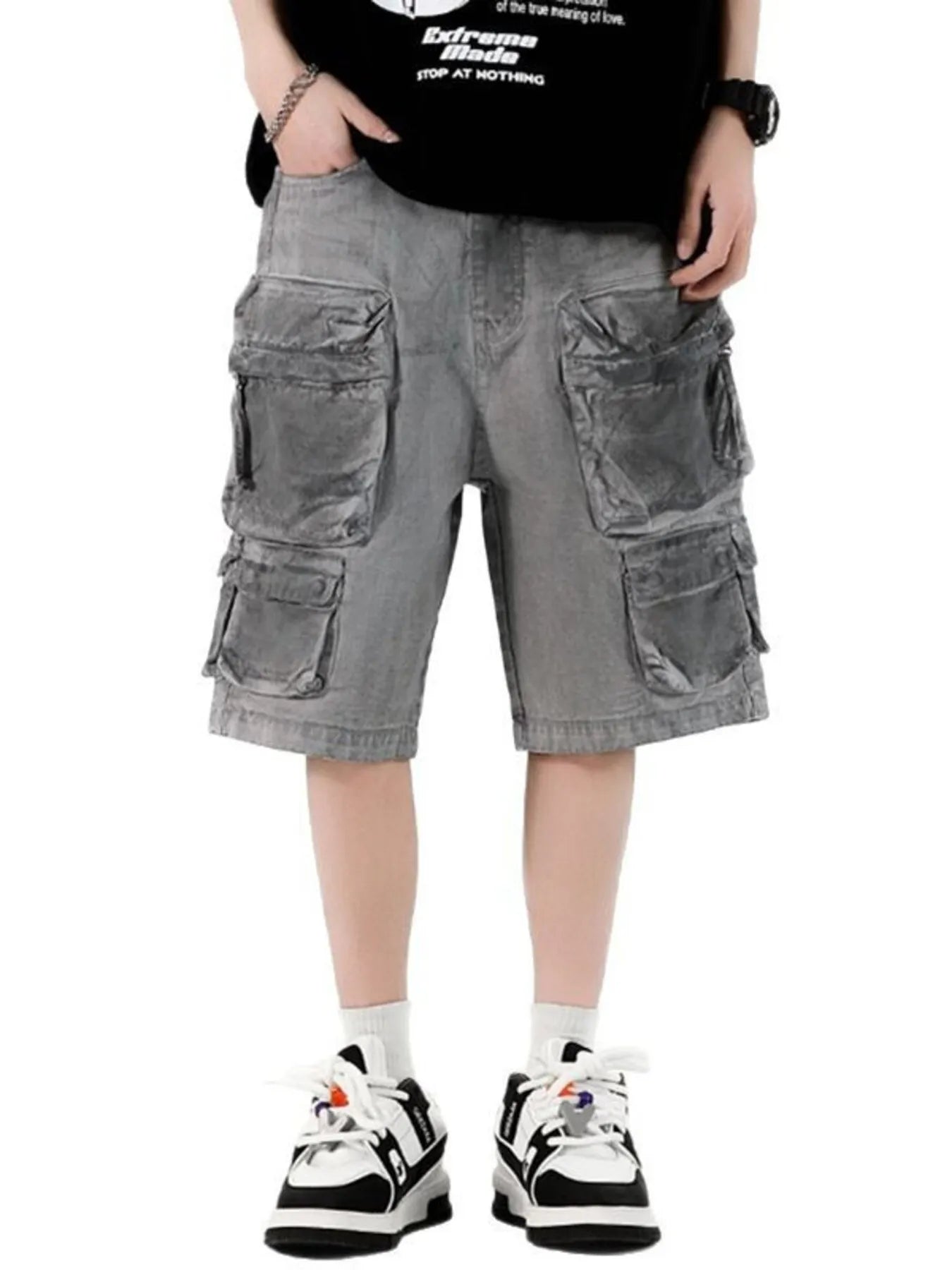 Men's Wide Leg Cargo Denim Shorts - Fashorio