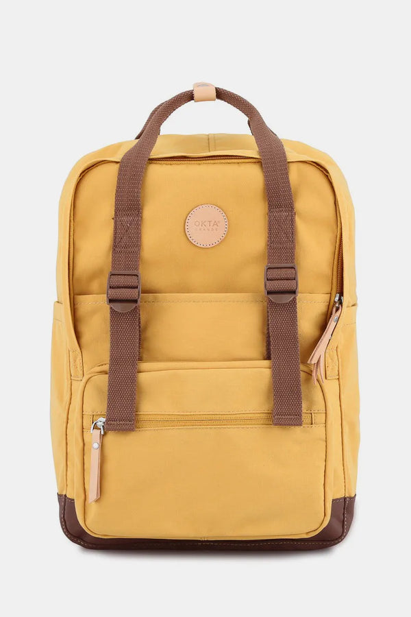 Himawari Waterproof Canvas Backpack Bag with Side Pockets Yellow One Size - Fashorio