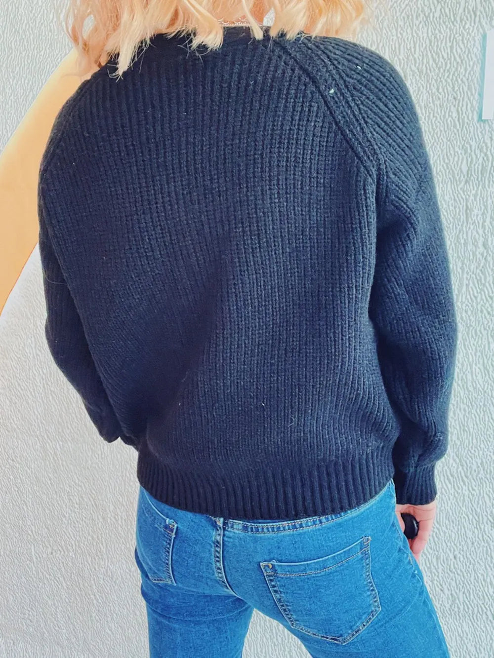 Cable-Knit V-Neck Button Down Long Sleeve Cardigan - Fashorio