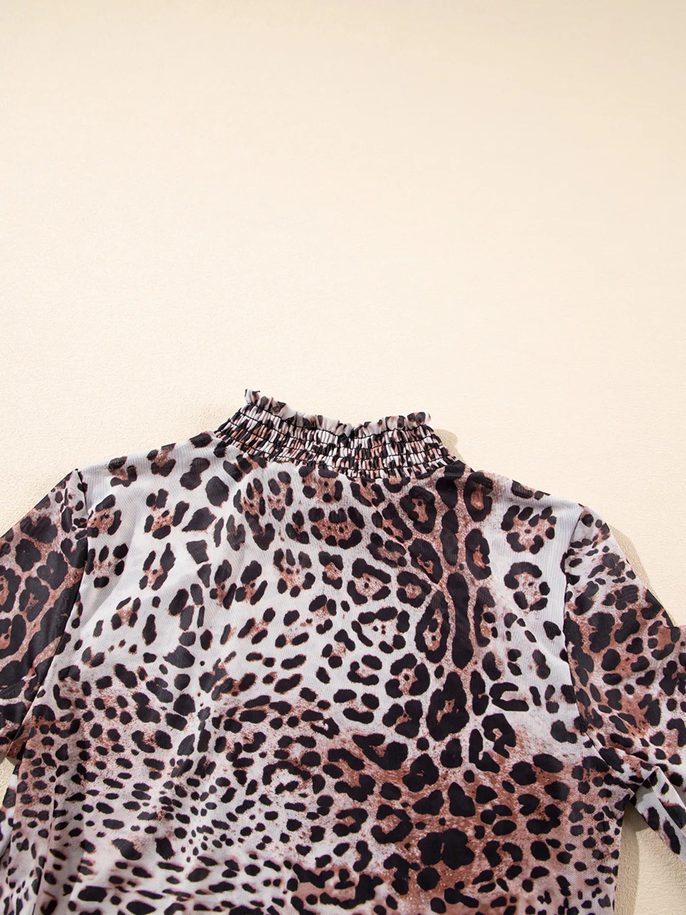 Leopard Print Long Sleeve Mock Neck Bodysuit - Fashorio